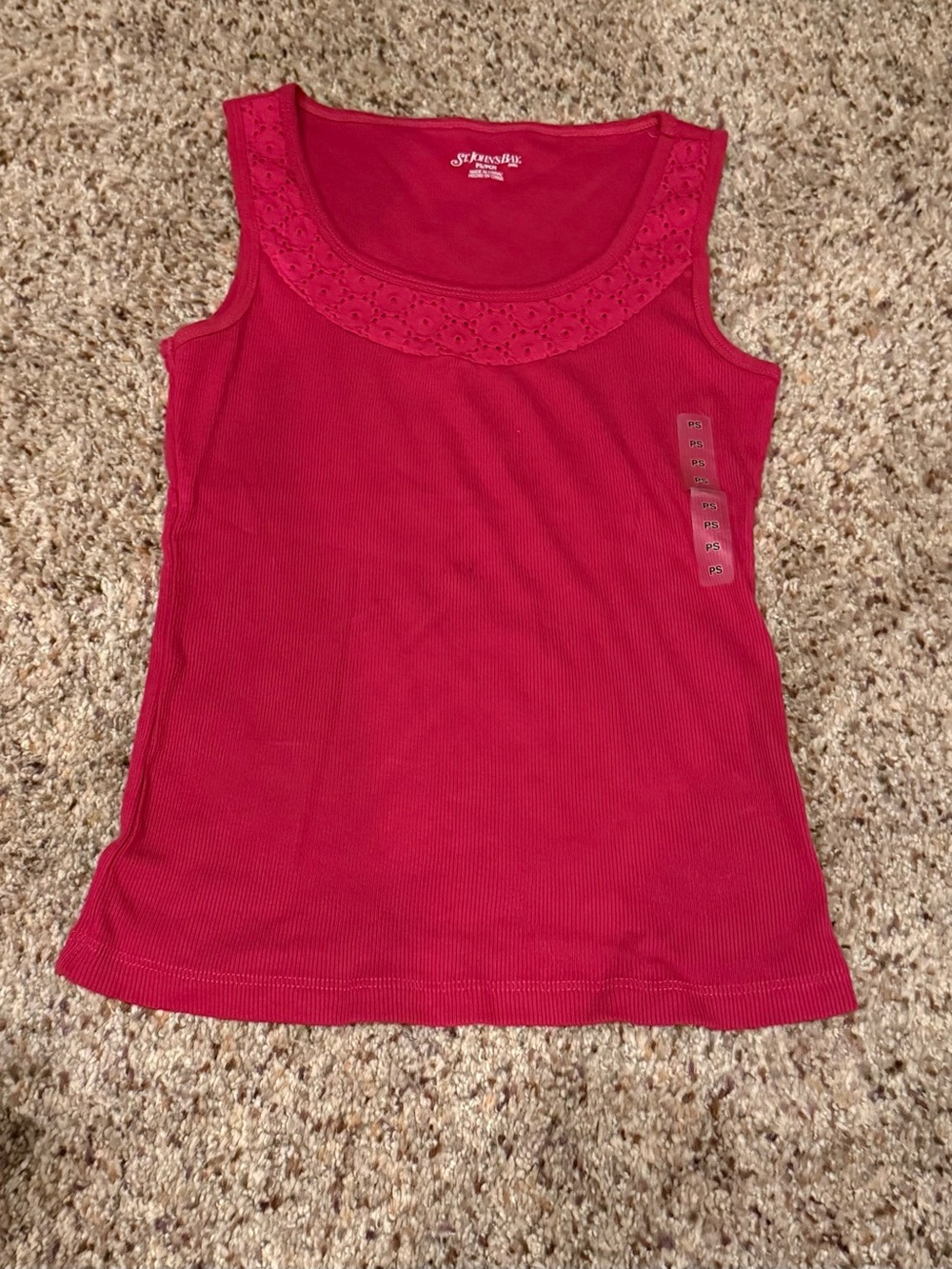 St. John's Bay Red Lace-Trim Ribbed Tank Top